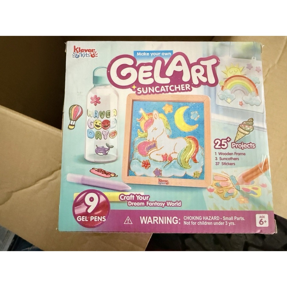Klever Kits Gel Art Suncatcher Kids Craft Kit, 25+ Projects, 9 Gel Pens